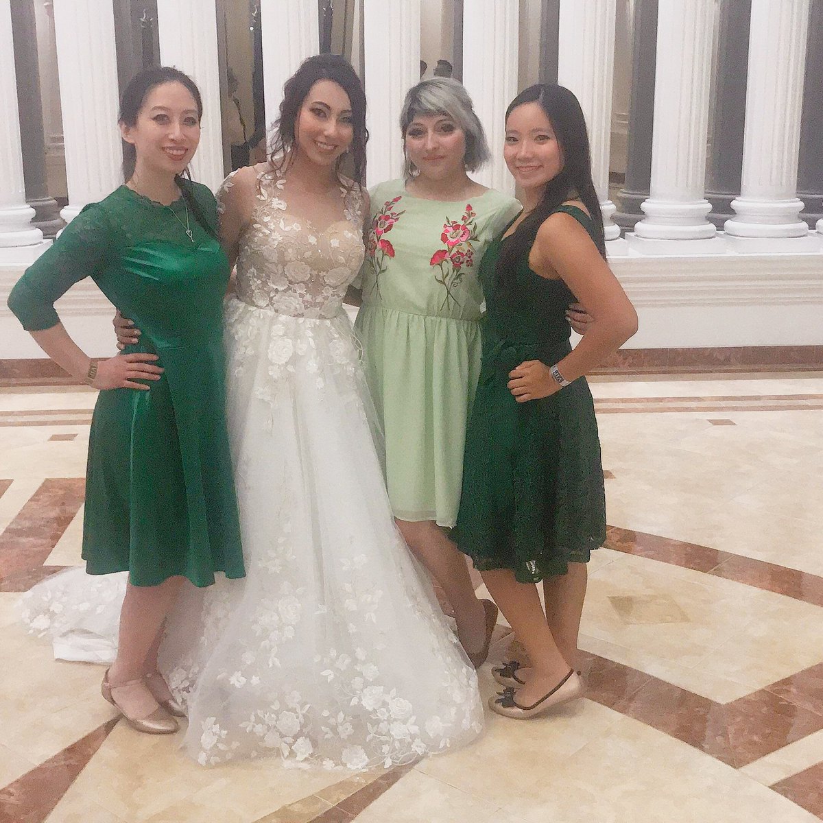 chibimaidens's tweet photo. Our Chibi @RealTheophania got married this past weekend in Mexico and we couldn't miss it. It was a coincidence we decided to get green dresses. Representin Jamming Green on her special day. https://t.co/sOhzVXRdJy