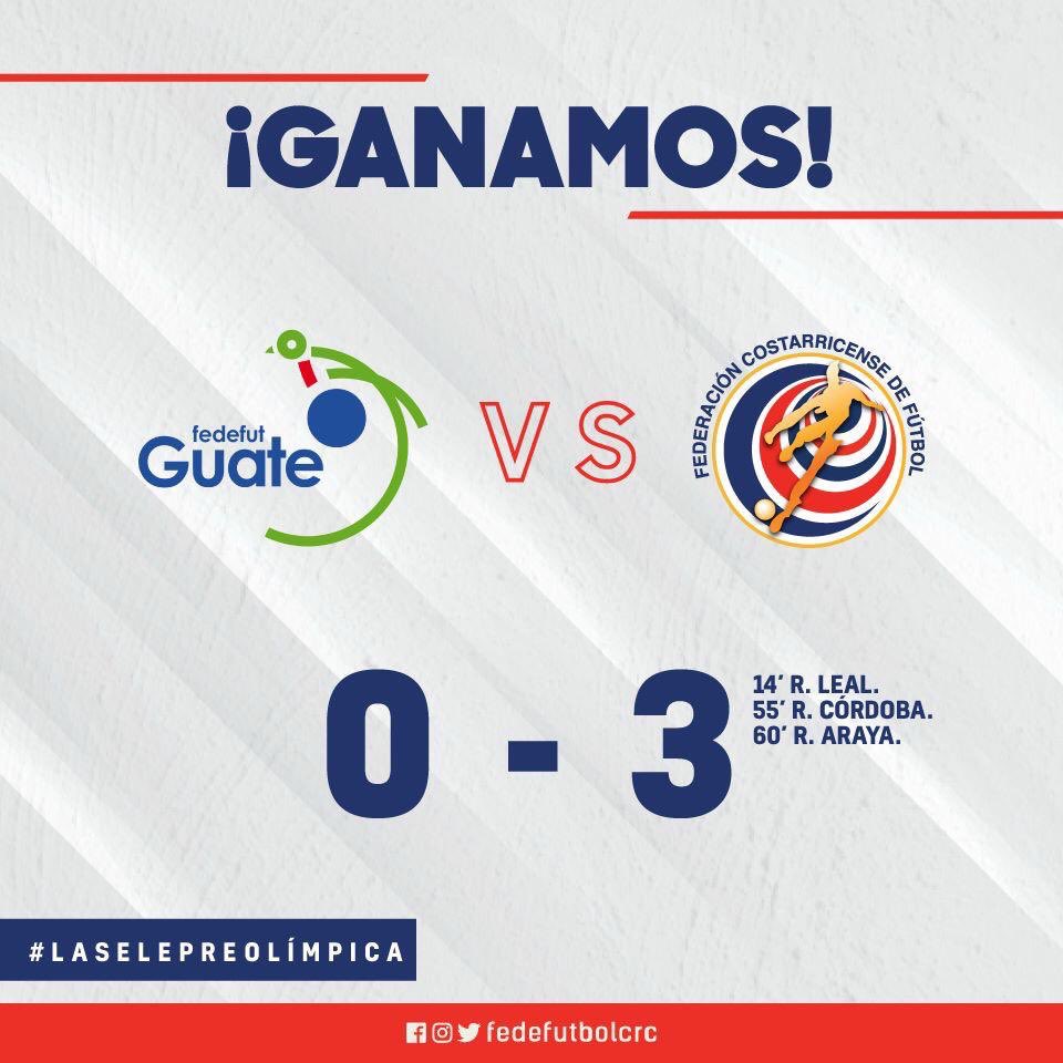 ESPN Deportes Radio (@espndradio) on Twitter photo Costa Rica y su selección preolímpica derrotaron 0 - 3 a Guatemala.
El partido de vuelta en suelo tico será el domingo en el estadio Alejandro Morera Soto.
Vía <a href="/Stephaniefutcr/">Stephanie Chaverri C</a> Costa Rica y su selección preolímpica derrotaron 0 - 3 a Guatemala.
El partido de vuelta en suelo tico será el domingo en el estadio Alejandro Morera Soto.
Vía <a href="/Stephaniefutcr/">Stephanie Chaverri C</a>