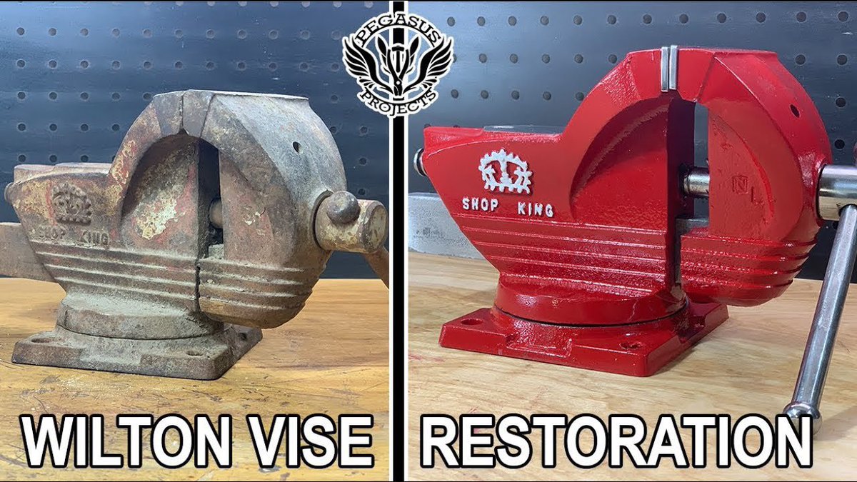 ProjectsPegasus's tweet photo. New video is up! Restored a 1950’s @Wilton_Tools Shop King Vise. I’ve been needing a soft jaw vise so I made a pair of aluminum jaws for this one. https://t.co/44fuaUh2cq https://t.co/ewf6EiE5WV