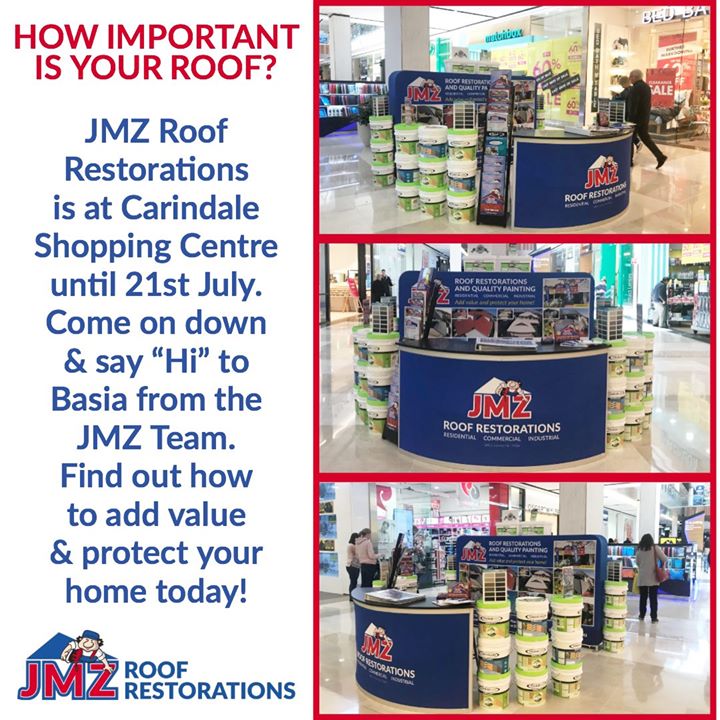 JMZ Roof Restorations on Twitter say “Hi” to Basia at JMZ’s display in Westfield