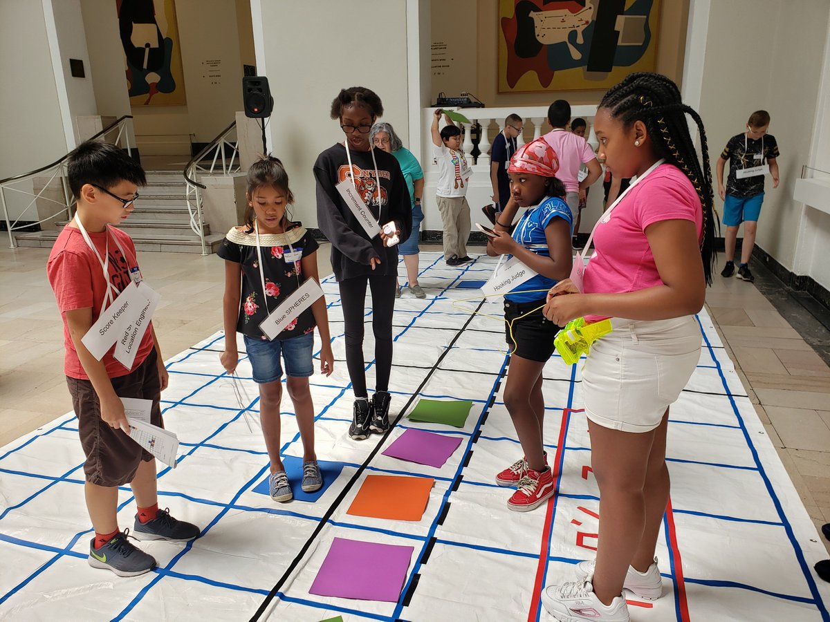 ZeroRoboticsNJ's tweet photo. Grace Coders from Bayonne, NJ are working through Acting-Out-Game during the 2019 NJ ZR Field Day @NewarkMuseum #NJSGC #ZeroRobotics @primorisacademy @mass_ILC https://t.co/TKV1kzFNH8