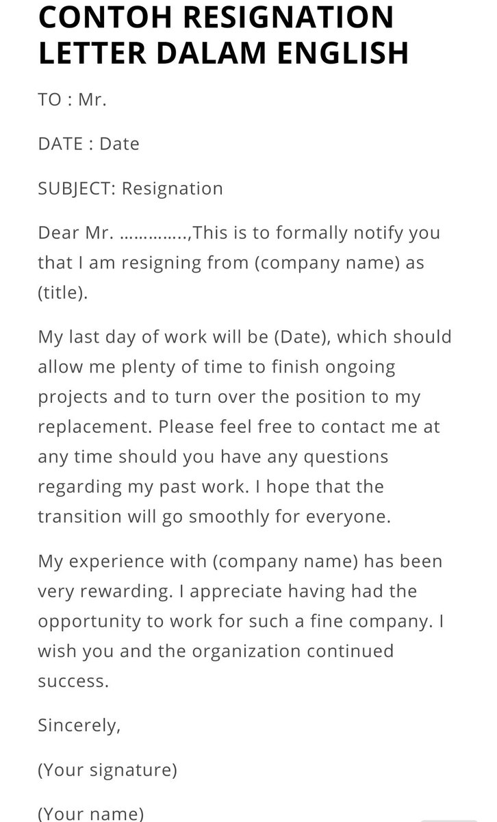 Resume Kreatif On Twitter Contoh Surat Berhenti Kerja