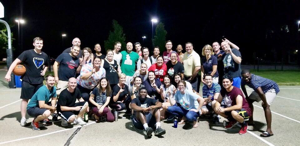 johngumina's tweet photo. Way to play Remick Leaders! Lost 21-19 but won the respect of the young teaching fellows. They had to beat us and the #RLP18 cohort who came out in force to support. @ACEatND https://t.co/Dv8Kh2PBAR