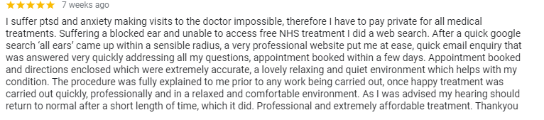 AllEarsWales's tweet photo. Lovely to see even more positive reviews coming through - keep them coming π€π
#heretohelp #helptohear #audiology #earwaxremoval #microsuction #safeandeffective #carmarthenclinic #mobilevisits #westwales #allears https://t.co/HBbPBxEOvT