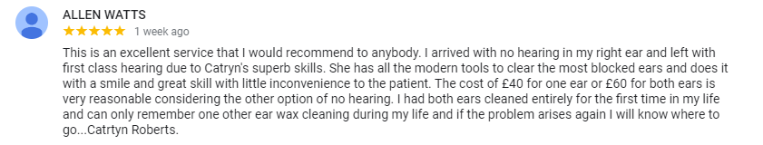 AllEarsWales's tweet photo. Lovely to see even more positive reviews coming through - keep them coming π€π
#heretohelp #helptohear #audiology #earwaxremoval #microsuction #safeandeffective #carmarthenclinic #mobilevisits #westwales #allears https://t.co/HBbPBxEOvT