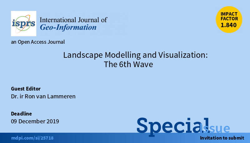 ISPRS_IJGI's tweet photo. Special Issue "Landscape Modelling and Visualization: The 6th Wave" 
Edited by Dr. ir Ron van Lammeren @lamsoor @WU_MGI.
Deadline extended to 9th December 2019
https://t.co/i2lb39jbaR 
Welcome to contribute!
#LandscapeModelling
#LandscapeVisualization
#GIS
#IJGI
@MDPIOpenAccess https://t.co/TagyL5dnSq