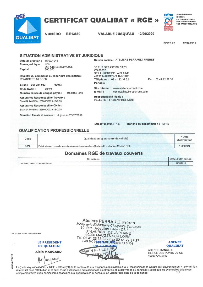 ⚠️Renouvellement pour 4 ans de nos certifications <a href="/Qualibat/">Eric Poirier</a> : 2313/4323/4343/4381/4492 complémentaires aux certifications 2391/3552RGE/2392/2393/4393/4493 MERCI à nos collaborateurs pour leur professionnalisme ainsi qu'à nos clients et partenaires pour leur confiance renouvelée !