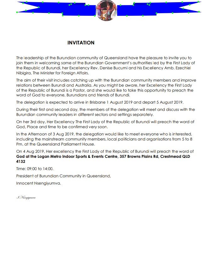 pnininahazwe's tweet photo. L'épouse du dictateur #Nkurunziza envisage une visite au #Queensland en #Australia du 1- 5 août 2019. Les invitations sont partagées discrètement entre militants du @CnddFdd en Australie.
Sous des apparences religieuses, Denise Nkurunziza représente un régime sanguinaire #Burundi https://t.co/mRGaWc4LAr