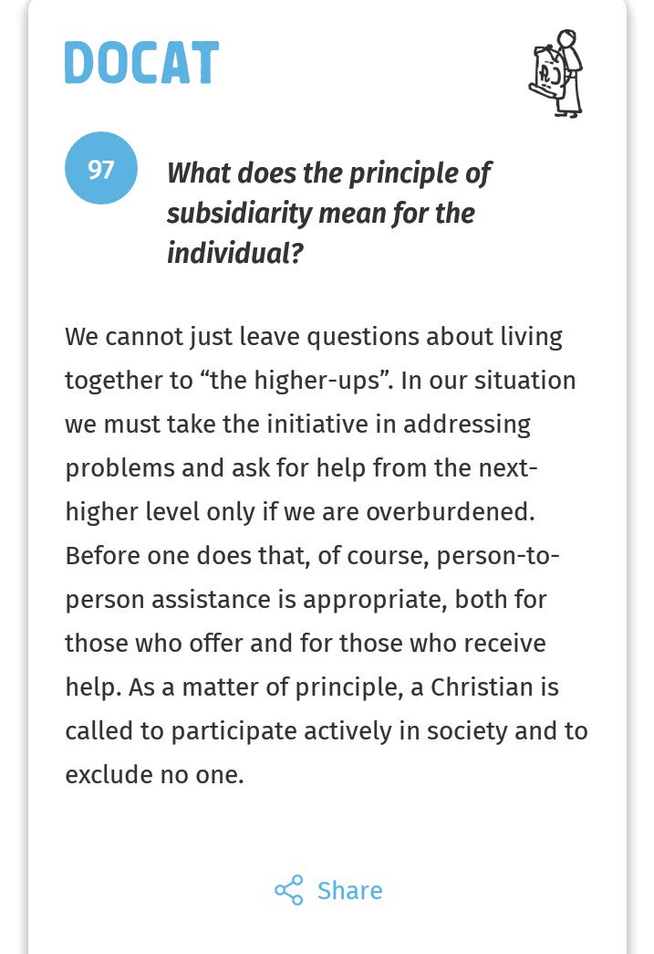 racky01's tweet photo. What does the principle of subsidiarity mean for the individual? #DOCATchallenge #YOUCAT #CatholicChurch #Catechism #Docat https://t.co/bxW34LAG5X
