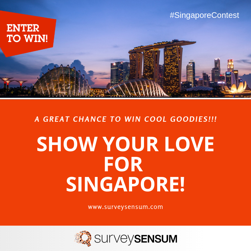 SurveySensum's tweet photo. Feeling lucky? "I Love Singapore" contest is starting from today! Enter: https://t.co/KffjOAAe8e and show your love for Singapore! #SurveySensumSingaporeContest #Singapore #thursday #ilovesingapore #ContestSingapore #SingaporeContest #SingContest #hongkong #Contest #Surveysensum https://t.co/zc3ZqrDnBK