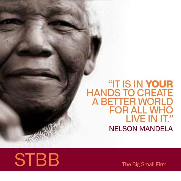 thebigsmallfirm's tweet photo. Happy Mandela Day! #stbb #thebigsmallfirm #STBB4GOOD #67minutes #MandelaDay #bethechange https://t.co/arncRS1aOW