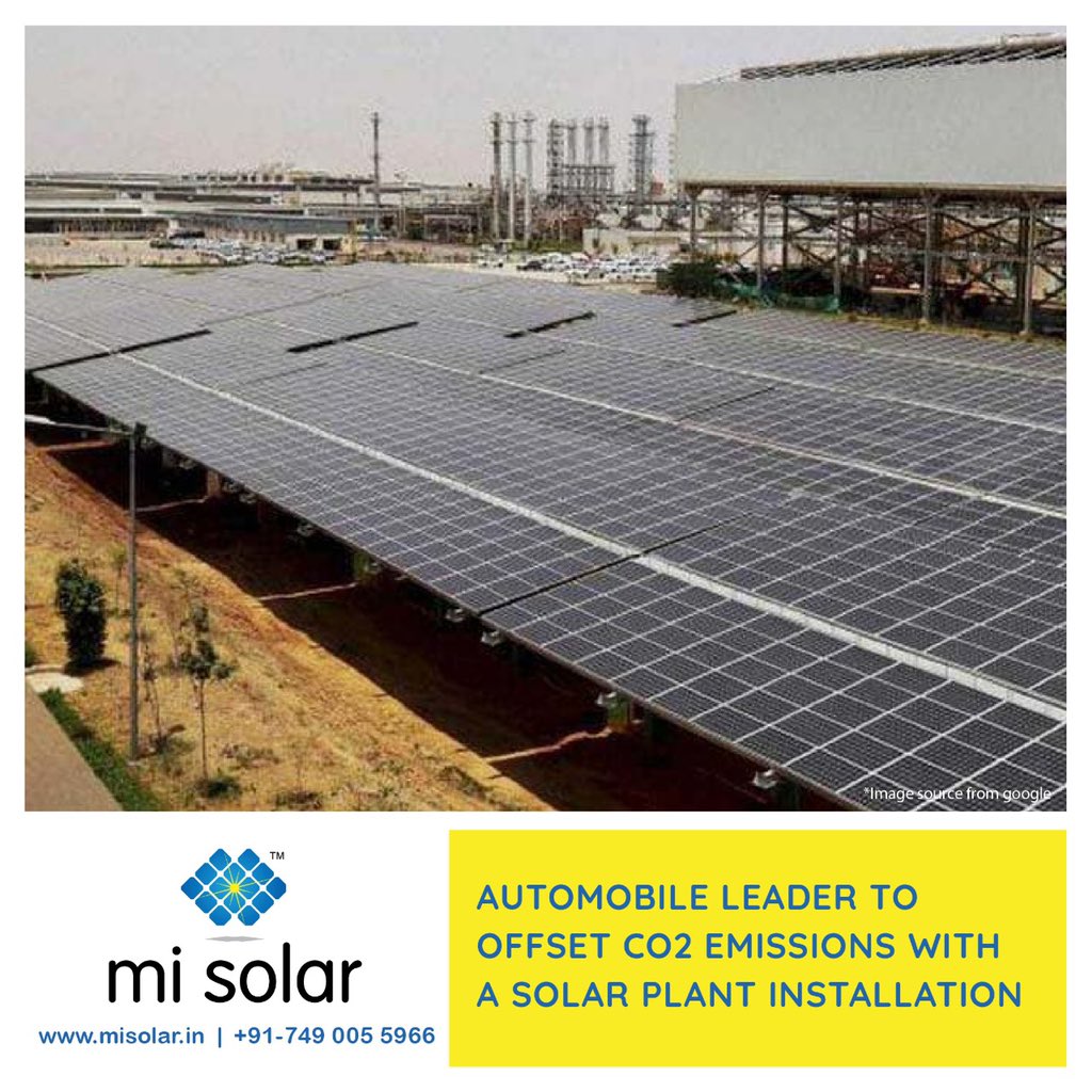 MISolarIndia's tweet photo. Maruti Suzuki to invest 240 million for commissioning a captive Solar Plant at its Gurugram facility. Carbon emissions to the tune of 5390 per annum to be eliminated for the next 25 years. Industrial sector is shifting a big time to Solar. You can shift too with @MISolarIndia https://t.co/pW5FdGjWbe