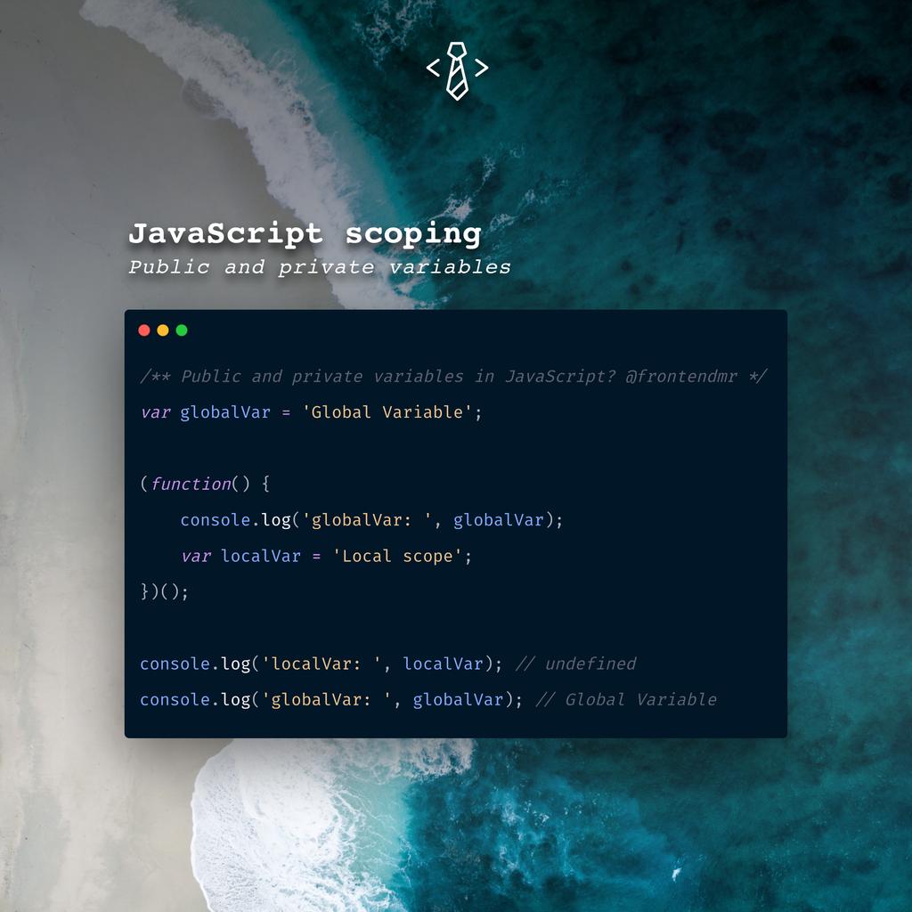 devbyrayray's tweet photo. ❓JavaScript Scoping: Public variables are variables in the "global" scope and are available in every function. Local variables are variables created inside a function adn only available in that function.
#javascript #codenewbies #100daysofcode #javascriptlesson #mrfrontend https://t.co/4IYFYYj5t9
