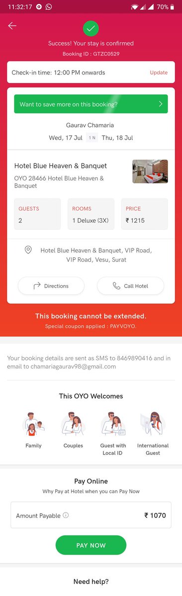 Gaurav83661944's tweet photo. I booked deluxe room from oyo but at the time of checkin in app they changed to classic i paid for deluxe room when i called them they transfer my call but it never connects. How oyo make fool to us. I can't believe such worst service 
I really want refund for worst. @oyorooms https://t.co/IiUBv3svlZ