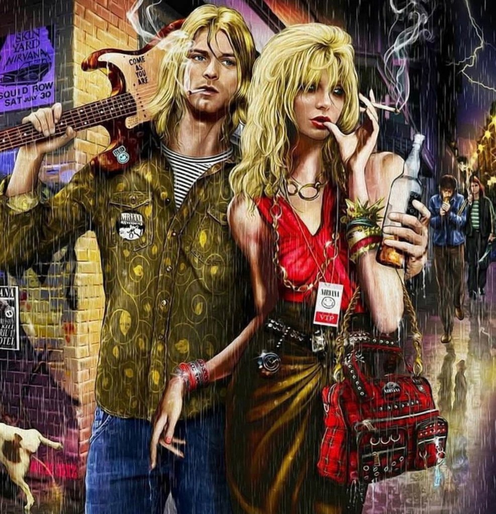 AmplifiedTees's tweet photo. Fan art of #KurtCobain &amp; #CourtneyLove 🔥⁠ https://t.co/1QQD8Y1jI1