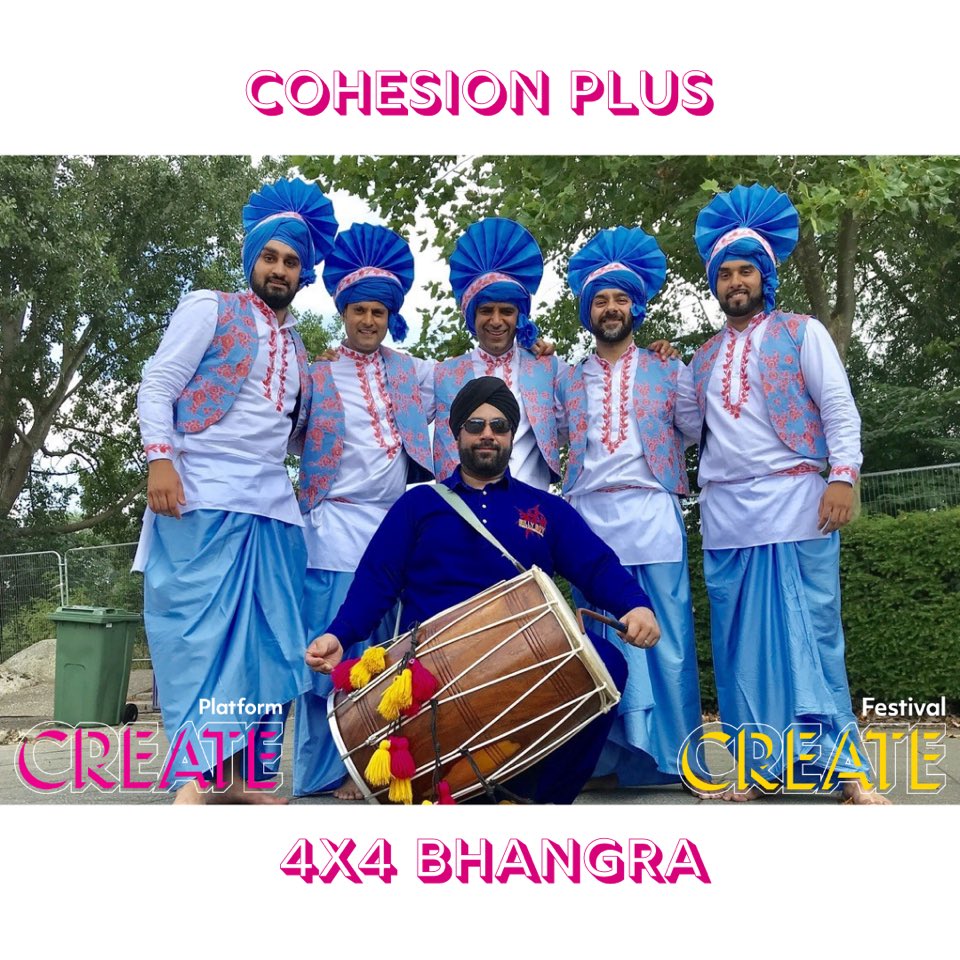 cohesionplus's tweet photo. This week working with @DegreeEast and @SameSkyBTN we are proud to present @4x4Bhangra @KingsofDhol as part of the @AshfordCouncil #createplatform @ashfordcreate festival #cohesionarts #kingsofbhangra https://t.co/7vvfwl7Lia