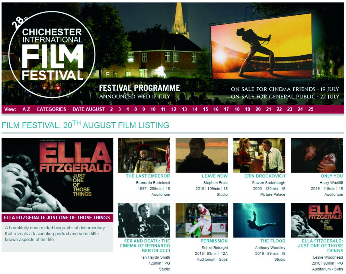Honoured to see ‘Leave Now’ keeping such good company! ‘The Last Emperor’ and ‘Erin Brockovich’, are just two of the amazing films being shown alongside 'Leave Now' at the 28th Chichester International Film Festival.

20th August 2019 11am.

bit.ly/2LZzOFe