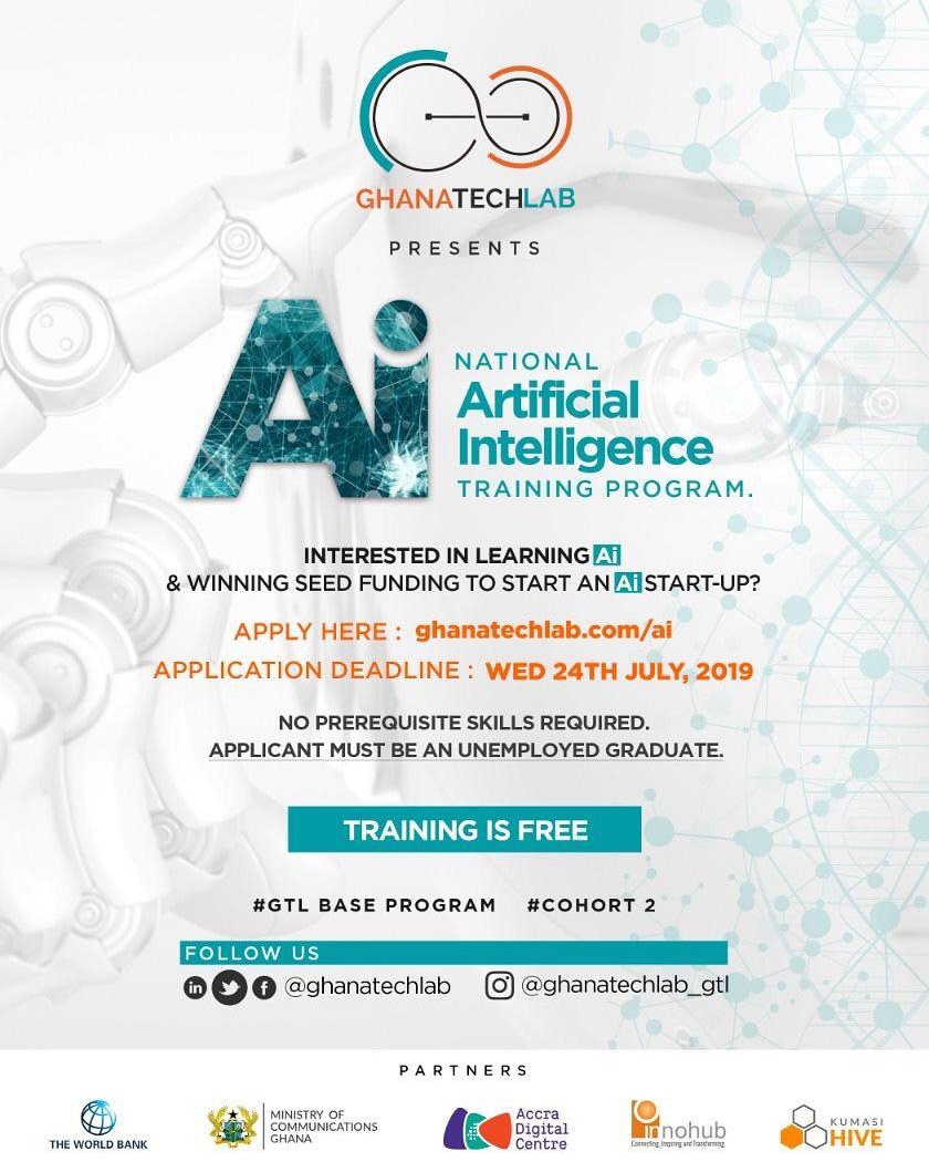 jpenmedia's tweet image. Are you interested in learning Ai. 
Then join us as we learn and win seed funding to start an #Ai Start-up
Apply Here⤵
ghanatechlab.com/ai

𝗧𝗿𝗮𝗶𝗻𝗶𝗻𝗴 𝗶𝘀 𝗙𝗥𝗘𝗘!!!
Do select Takoradi when you’re registering

*SEE FLYER FOR MORE INFORMATION*
#edensmediagh 
#icodegh