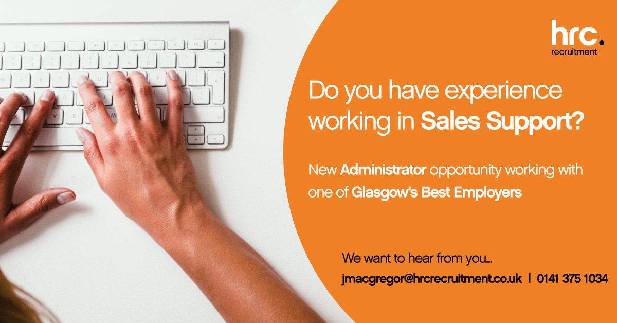 hrc_recruitment's tweet image. Do you have experience working in sales support? Speak to Jackie MacGregor on 0141 375 1034  |  jmacgregor@hrcrecruitment.co.uk

#adminjobs #administratorroles #adminroles #recruitment #recruiting
