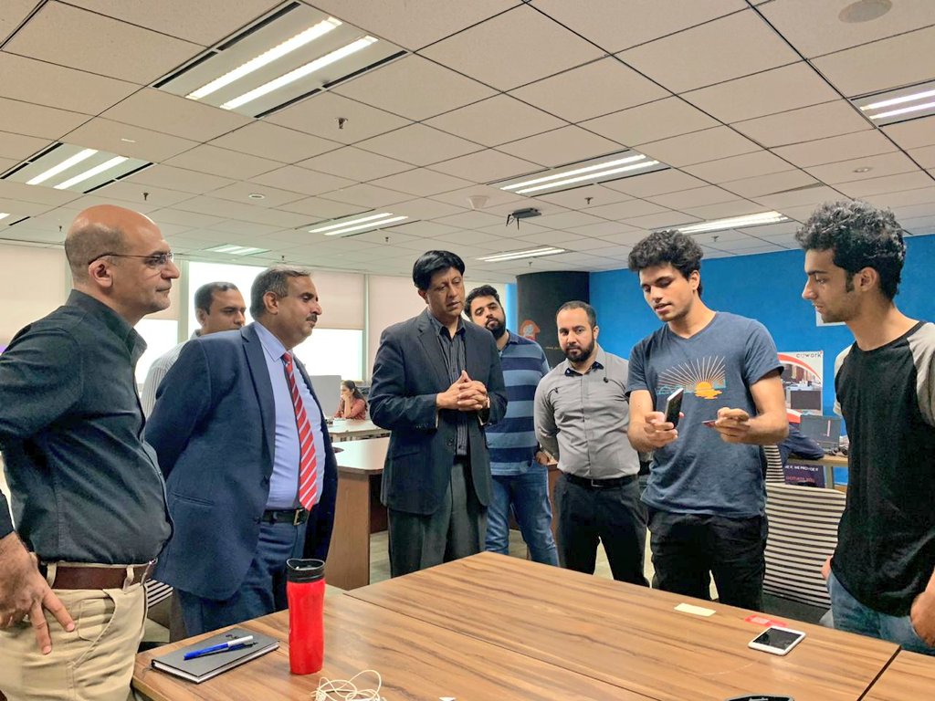 PITBIncubation's tweet photo. Chairman PITB, Mr.Azfar Manzoor visited Plan9 and met all the startupโs founders of #Cycle13.
He appreciated all the efforts and the hard work the startups have devoted to their businesses and gave them a range of suggestions that they could apply to take them up a notch! https://t.co/vvYZ3Xgxtb