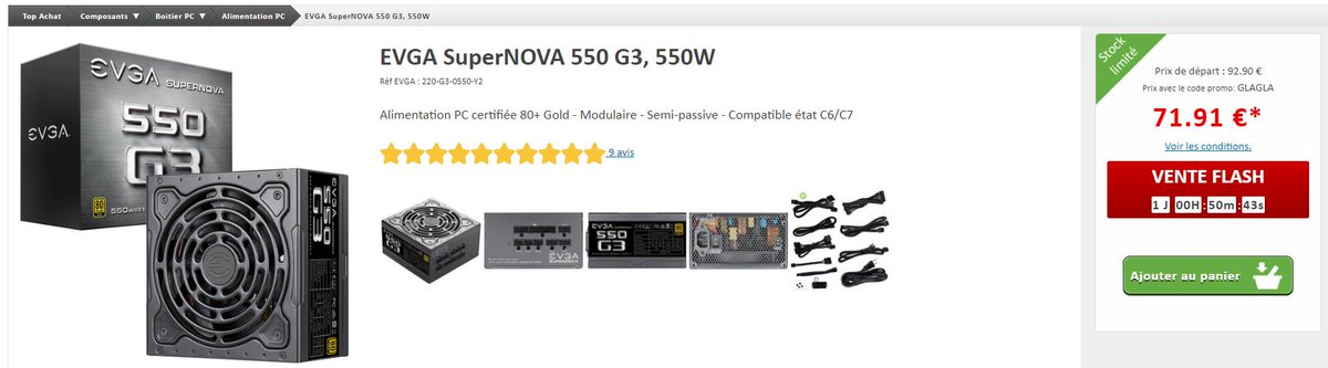 EvgaFrance's tweet photo. Pour les + #gros #besoins #energie #alimPC #Gold #FullMod #Promo #G3 @TopAchat @NVIDIAGeForceFR @IntelFrance https://t.co/2dJOPDiPkf