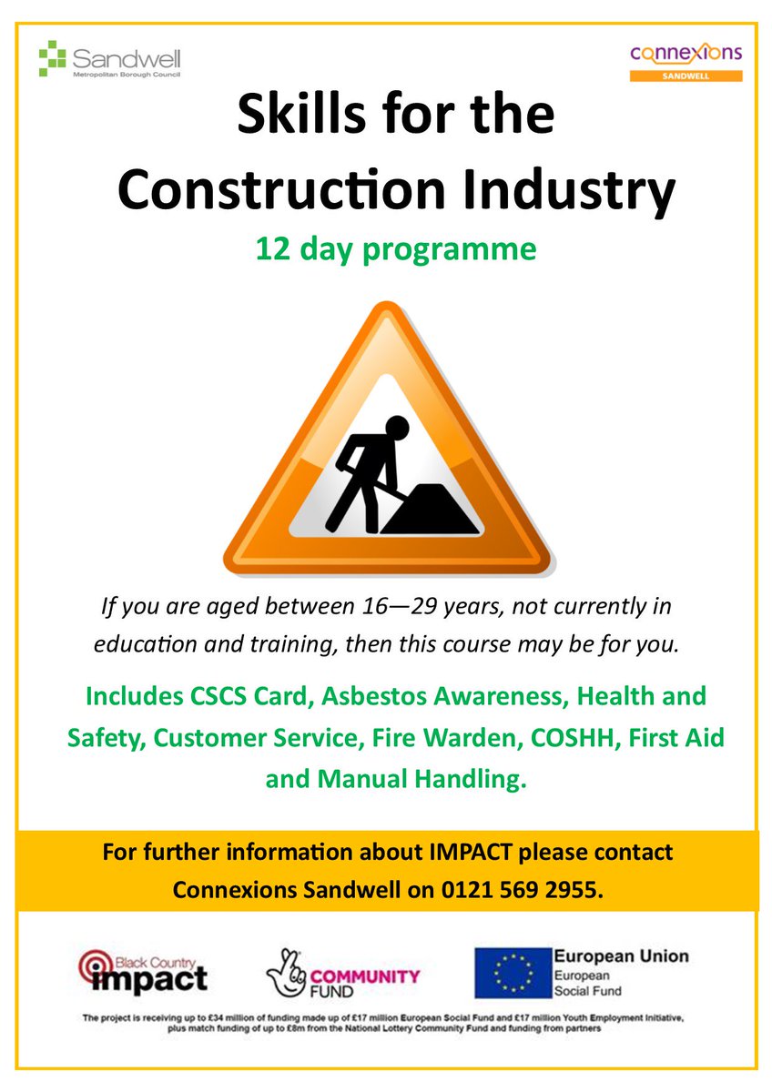 Barriers stopping you from getting a job? We have over 20 programmes that you can access to get your foot on the career ladder. If you are aged between 16 - 29 and are NEET, then contact Alexis today on 0121 569 2955 and make an IMPACT <a href="/BC_Impact/">Black Country Impact</a> <a href="/Connexion_Jobs/">Connexions Sandwell</a> <a href="/sandwellcouncil/">Sandwell Council</a>