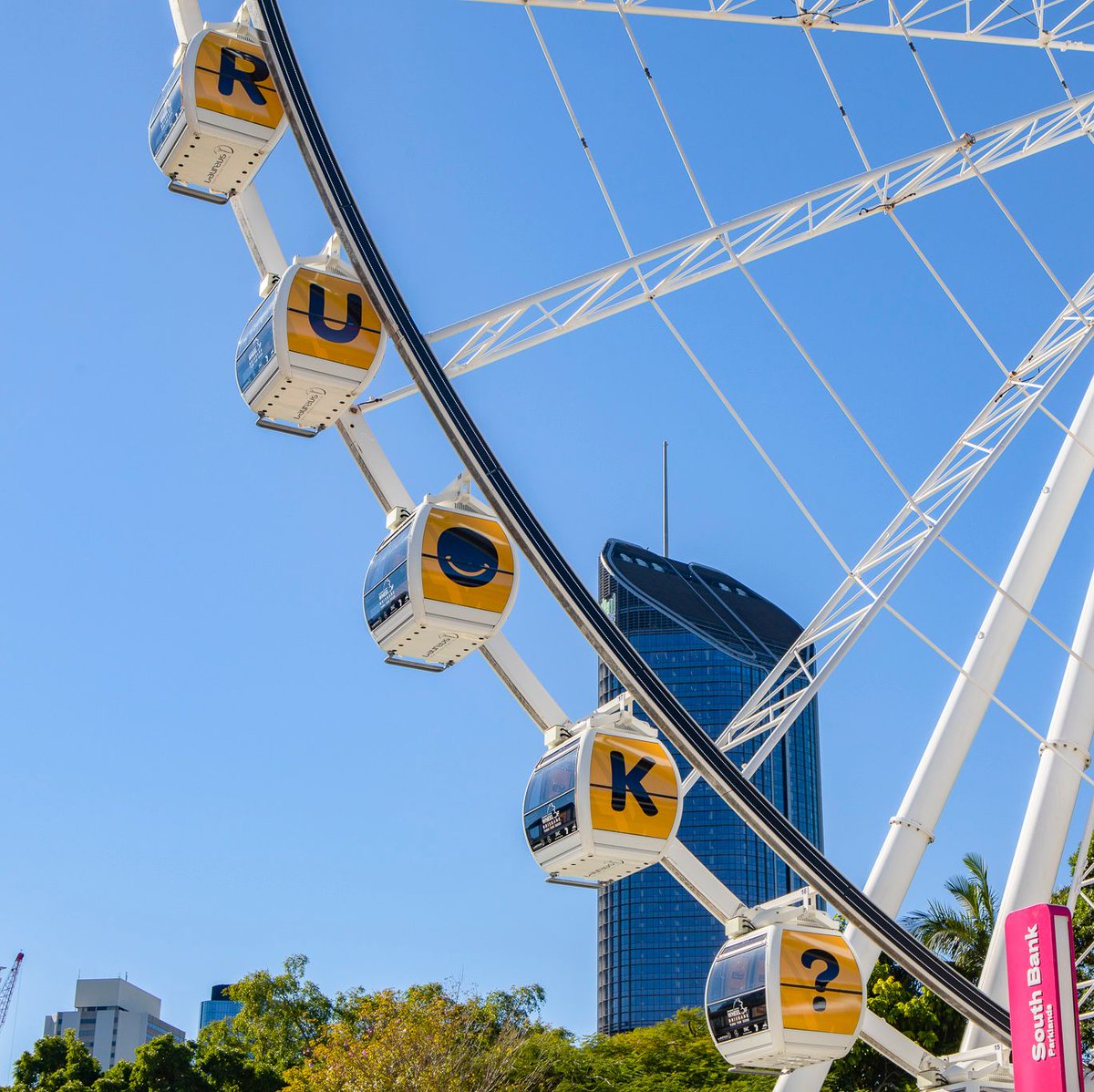 ruokanyday's tweet photo. Three simple words that could change, or even save a life, "Are you OK?" 

Thanks to The Channel Seven Wheel of Brisbane for encouraging more life-changing conversations.

Learn when and how to ask at https://t.co/4z0egmUv7z
#RUOK #RUOKDay #TrusttheSigns https://t.co/moQZyywqxe