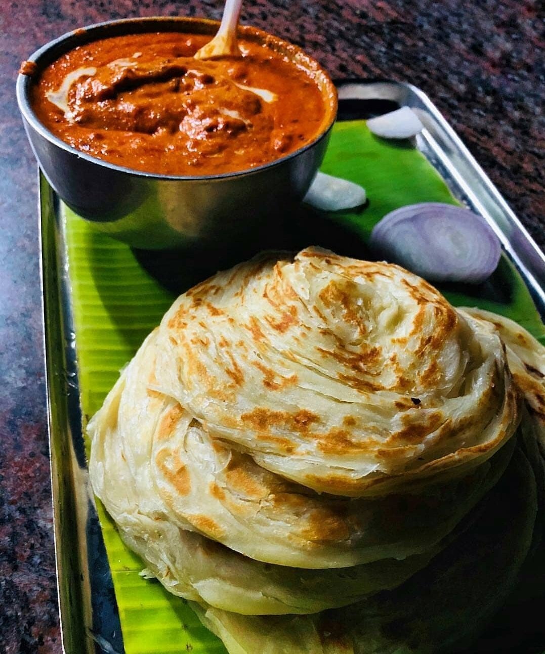 Parotta With Chicken Curry