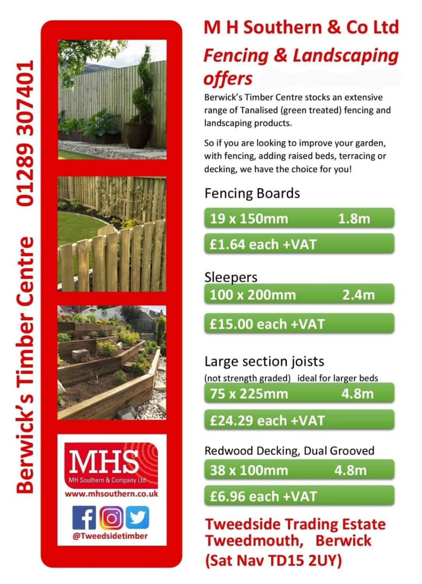 TweedsideTimber's tweet photo. Fencing and Landscaping offers, on now!! #decking #fencing #landscaping #berwickupontweed #tweedsidetimber #qualitytimber https://t.co/MdhYsfIRuc