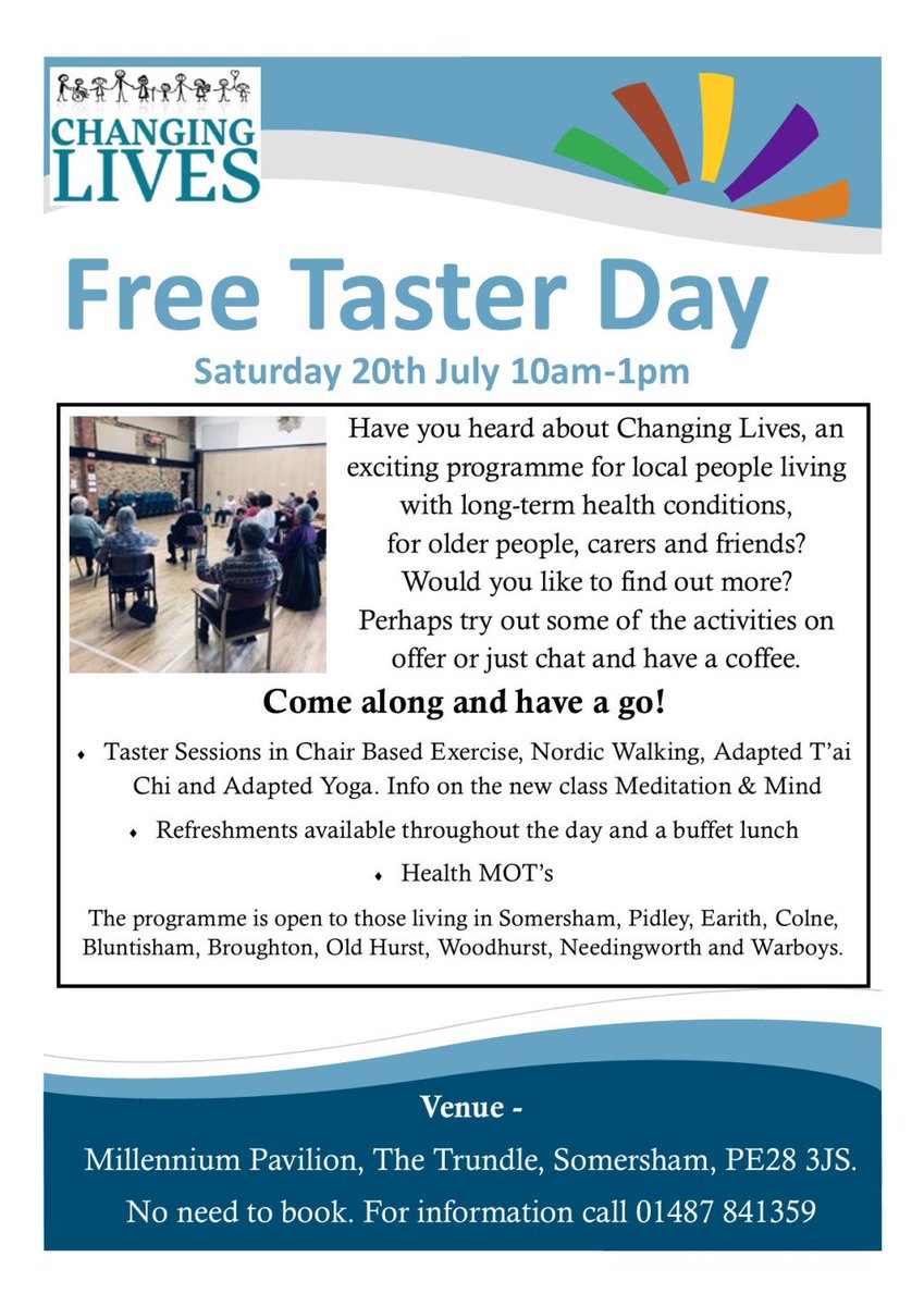 SomershamTime's tweet photo. Changing Lives Taster Day – Saturday 20th July https://t.co/XMxI564hCK https://t.co/SVG5fbSjdJ