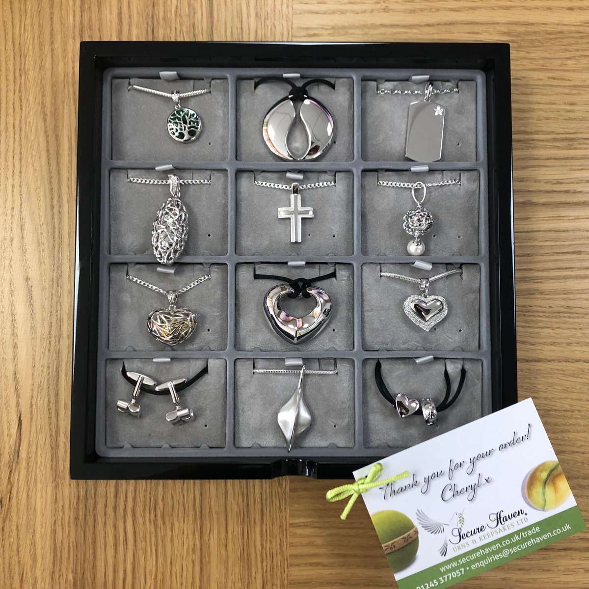 😍 We sent out a number of our gorgeous jewellery display cases this week, which are going to look fantastic on the funeral directors' shelves! The pieces are all rhodium plated so the real silver pieces cannot be stolen or scratched. Dm for more info! #tradeonly #ashjewellery