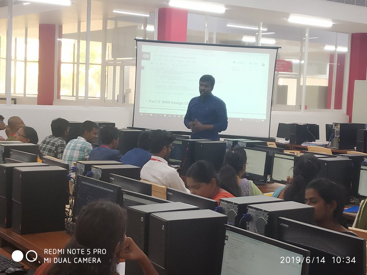 drsris's tweet photo. 'Workshop on Advanced Deep Learning' with Students of Sree Vidyanikethan Engineering College, Tirupati from June 13, 2019 to June 15, 2019
#DeepLearning #MachineLearning #ArtificialIntelligence #DeepTour https://t.co/CjL2k5957s