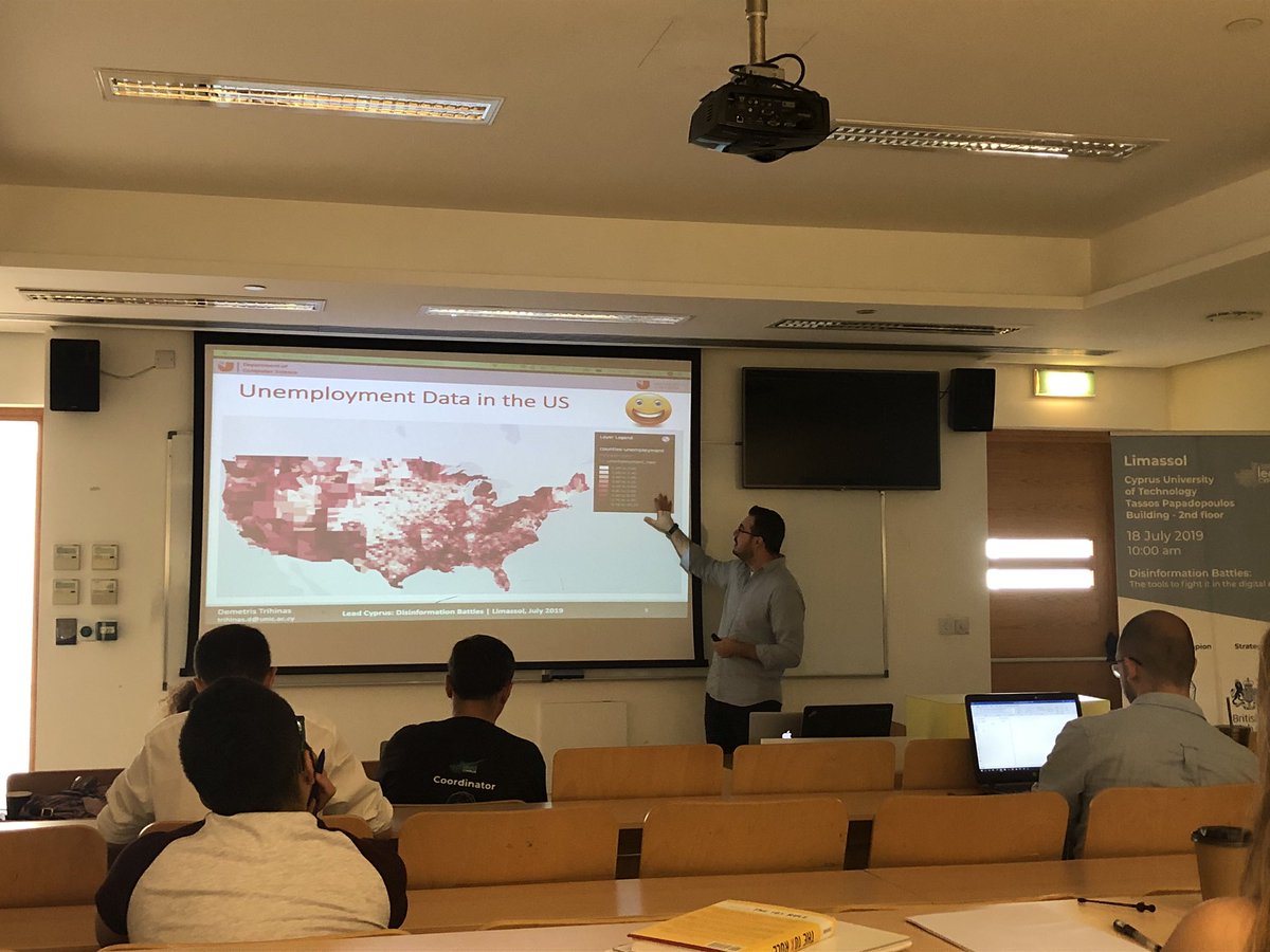 civiwhat's tweet photo. Great kickoff to "Disinformation Battles" with a workshop by @dtrihinas on Telling a Story Through Data Visualization. #LeadCyprus https://t.co/6tToGSCTdn