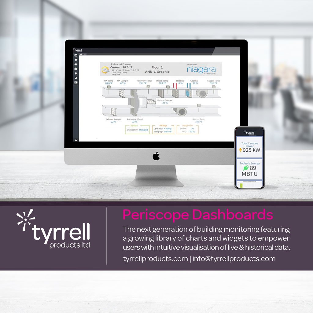 Periscope Energy Dashboards - Configurable visualisation for building data.

Loaded with powerful features that empower the user with intuitive visualisation of live and historical data for energy consumption.

Want to know more? Click below!

ow.ly/cn9f50v4EzA

<a href="/TridiumInc/">Tridium Inc.</a>