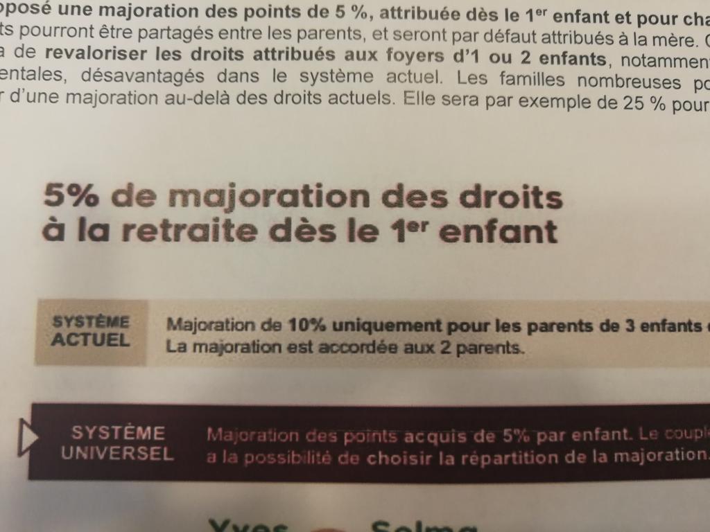 l_ledren's tweet photo. #Retraites Une majoration de 5 pour cent par enfant dès le premier enfant. A partager entre les parents ou attribués la mère. https://t.co/RyQ2O0XNZv