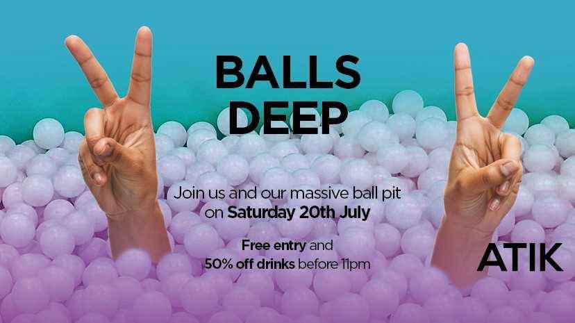 ✨Competition Time✨ Tag 5 friends you would like to bring with you this weekend to balls deep returns! 🔴🔵⚪️ to win a prize 😮Get Balls Deep in 42'000 balls and enjoy 50% off drinks and free entry before 11pm. 🍸

#ballsdeep #club #atik #clubbing #alcohol #club #ballpit