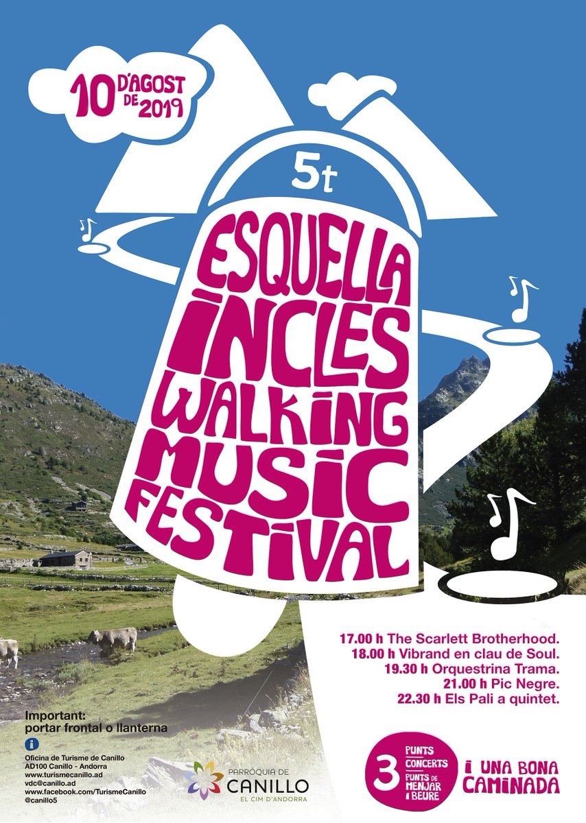 ESQUELLA INCLES WALKING MUSIC FESTIVAL 10/08/2019
INCLES - CANILLO - ANDORRA
VOLEU UN DISSABTE DIFERENT?????? @canillo5