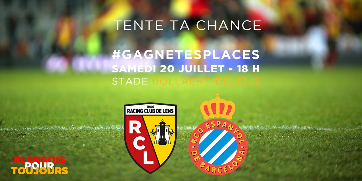 RCLens's tweet photo. 🍀 RT + FOLLOW pour gagner 2 places pour Lens - @RCDEspanyol à #BollaertDelelis ! 5 gagnants dévoilés demain ! #GagneTesPlaces #LensoisPourToujours #RCLRCDE #rclens https://t.co/z6NdBEaXvO