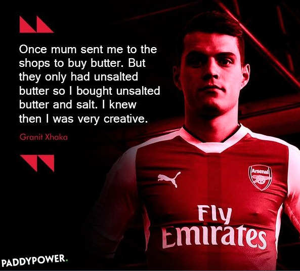 paddypower's tweet photo. Granit Xhaka is set to be named the new Arsenal captain. 

Unsurprising when you look at his comments when signing for the club. https://t.co/NWx32wbLD4