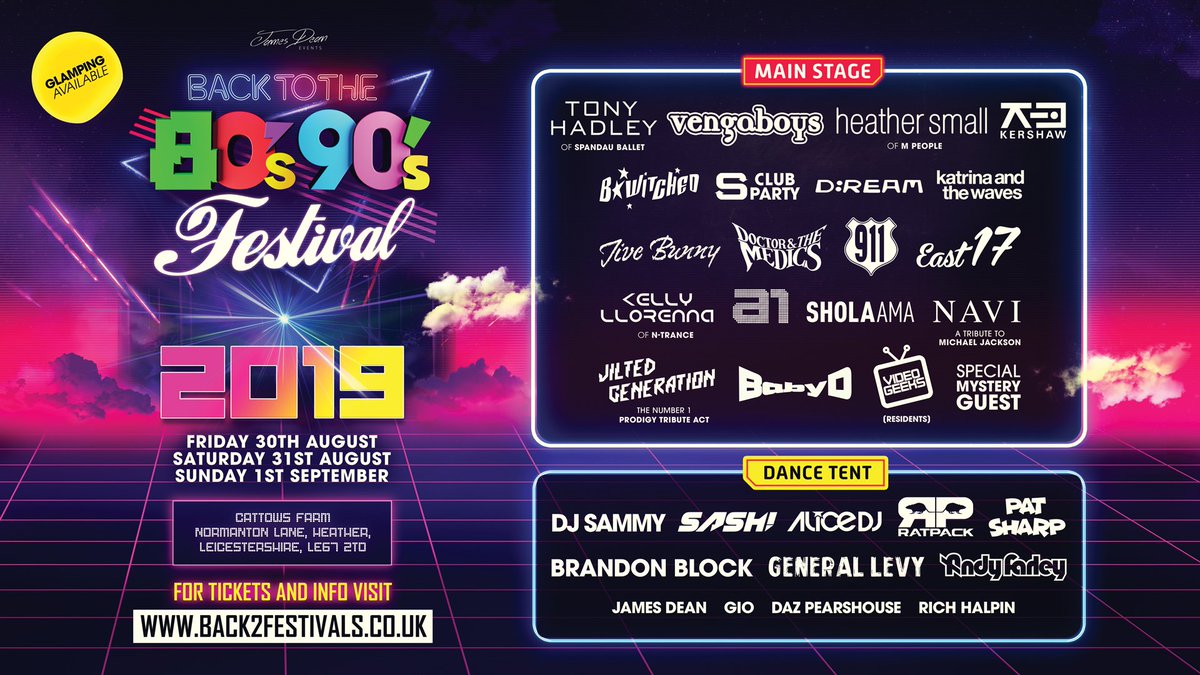 THE UK’S BIGGEST OUTDOORS 80’s &amp; 90’s FESTIVAL!

Friday 30th August - Sunday 1st September 2019

Click for full details 👉 bit.ly/Back2Festival2…