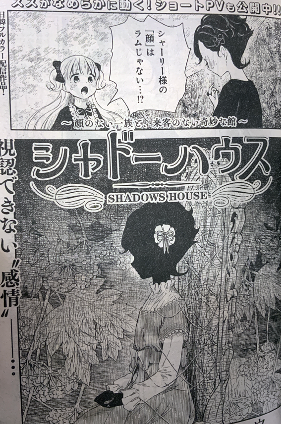 本日発売のヤングジャンプ33号「シャドーハウス」35話目掲載です。ラムの秘密とエミリコとケイト。 