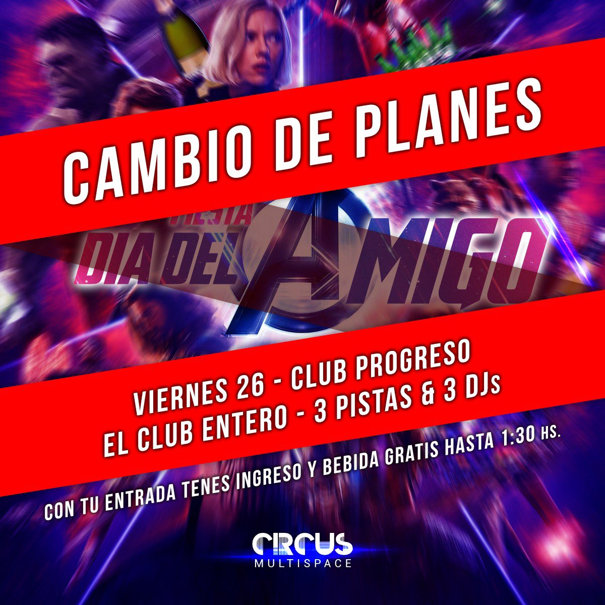 CirCusMultiSpac's tweet photo. Cambio de planes ‼️🧨💣 Explotamos el Club 26 de julio #fiestadelAmigo despedimos@la vacaciones #3pistas #3salones #3dj #sextorvip #bebeidafree #entradafree #pistabrhama #pistabranca #pistacircus #plantalata🔥🔥🍺🍻😍 https://t.co/IWi62xRQ4Z
