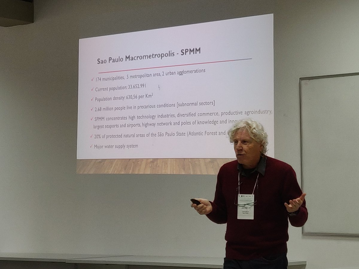 DianaEValero's tweet photo. Professor Pedro Jacobi  describing the massive dimensions of Sao Paulo. Used to Scotland and European rural areas, this is something that has really strikes me. I barely can start to understand the challenges of macrometropolis like this one. #SharedChallenges https://t.co/bGvjlWFBDN