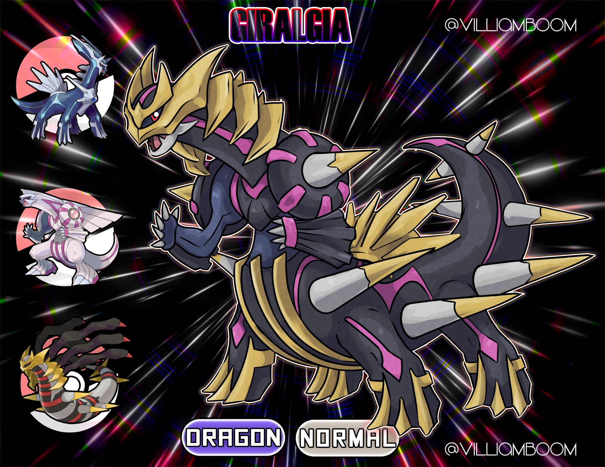 Giratina, Palkia and Dialga by JamesFlipnote on DeviantArt