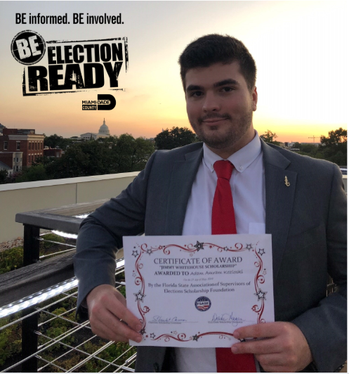 VoteMiamiDade's tweet photo. .@MDCElections would like to congratulate @adamakozloski from #OurCounty @MiamiDadeCounty for winning the 2019 Florida State Association Supervisors of Elections scholarship award! #FSASE #BeElectionReady https://t.co/bEGgo5Omxe
