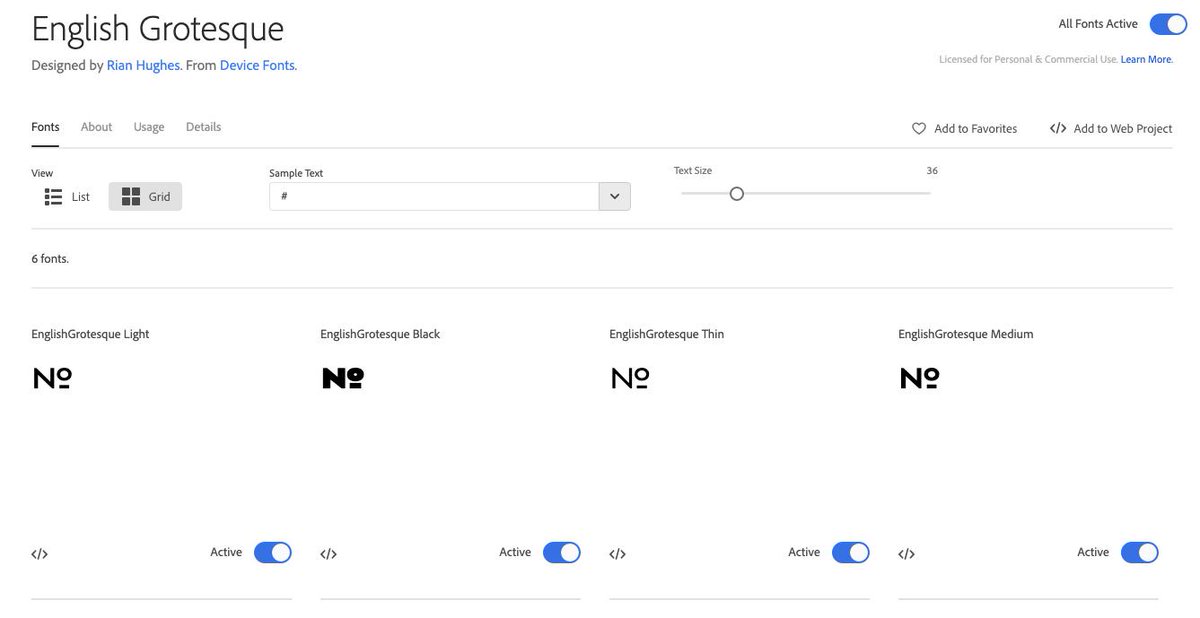 Hmm. <a href="/Typekit/">Adobe Fonts</a> is there a reason you have replaced the # on #EnglishGrotesque with № <a href="/rianhughes/">Rian Hughes</a> super unhelpful on a website build!