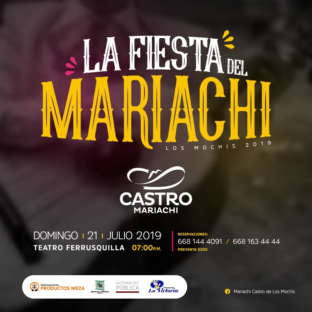 MARIACHICASTRO's tweet photo. El mejor mariachi del noroeste del país tendrá una gran fiesta y queremos que formes parte de ella. No te la puedes perder! https://t.co/VSC8iMItXc