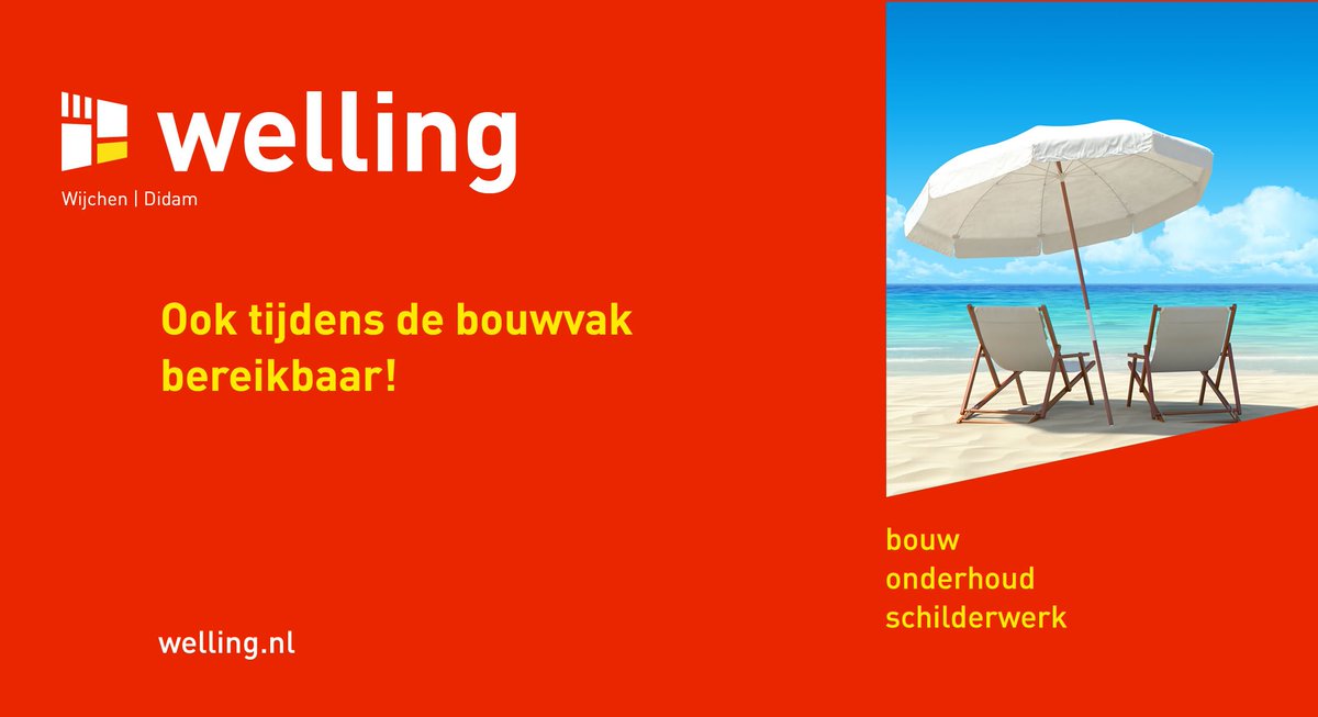 Onze medewerkers hebben hun vakantie verspreid ingepland, zodat wij ook tijdens de bouwvak (maandag 22 juli t/m vrijdag 9 augustus) voor u klaar kunnen staan. Bel tijdens kantooruren gerust naar ons algemene telefoonnummer 024 - 64 88 444.

Wij wensen u een fijne vakantie toe!