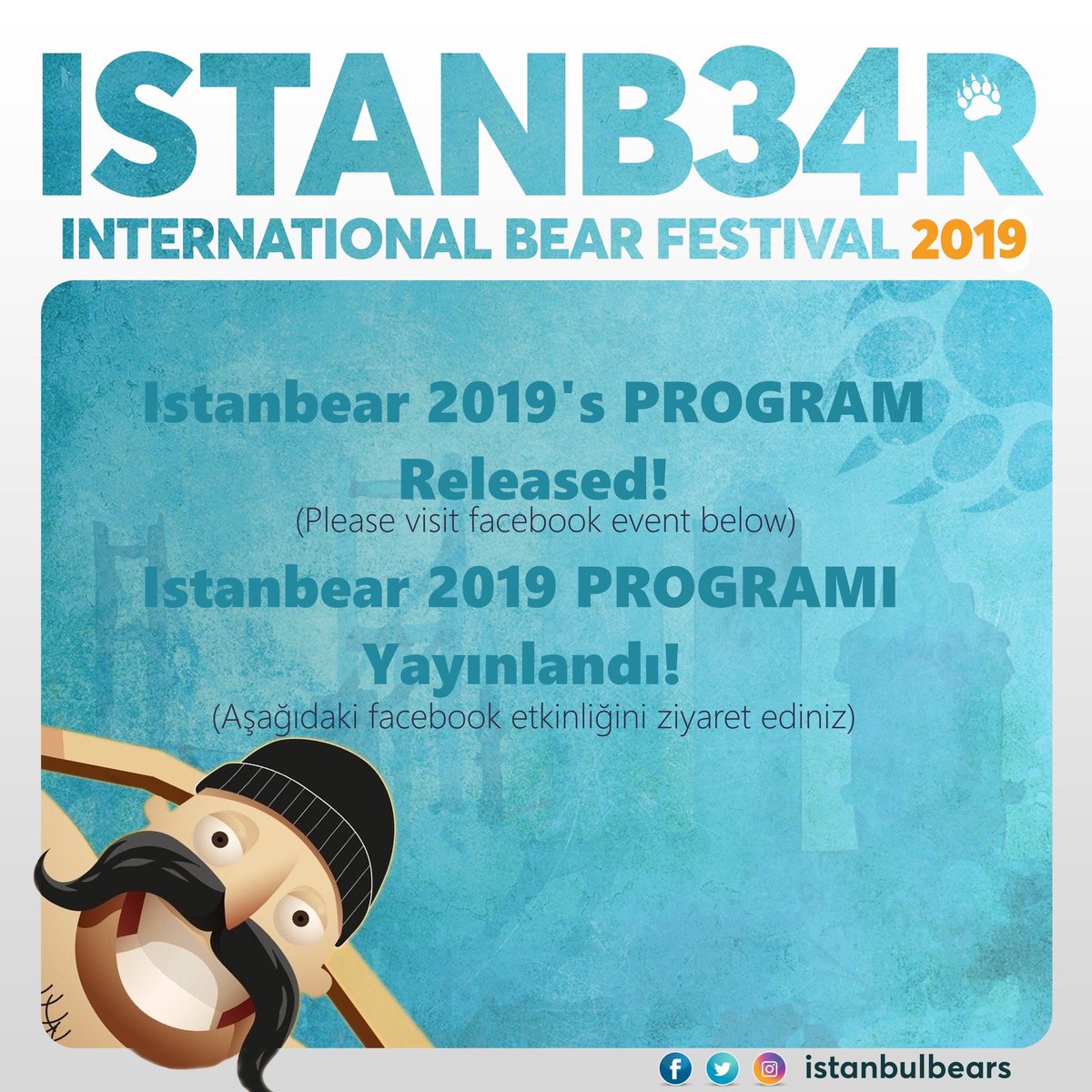 Istanbear Festival 2019's PROGRAM released!
(Please visit facebook event's link below)

Istanbear Festivali 2019 PROGRAMI yayınlandı!
(Facebook etkinliği linkini ziyaret ediniz)
facebook.com/events/3544893…
#istanbearfestival #istanbearfestivali #istanbulbears
#istanbulayilari