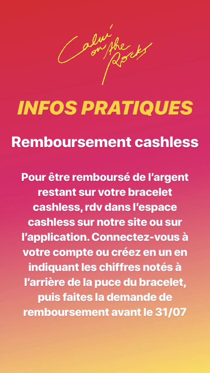 INFOS PRATIQUES CASHLESS